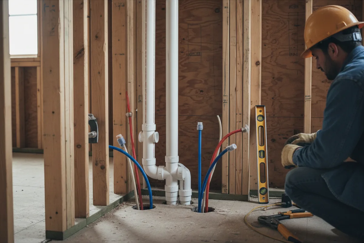 Drain and supply rough-in during Sump Pump Repair in Beasley