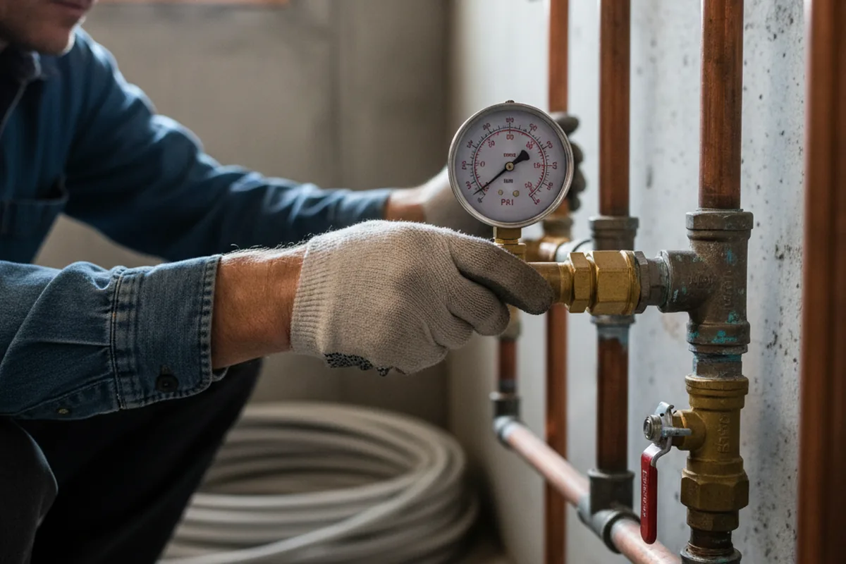 Pressure testing a repaired line during Water Line Repair in Beasley